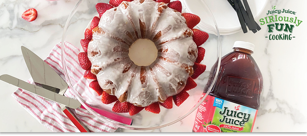 Glazed Strawberry Watermelon Bundt Cake